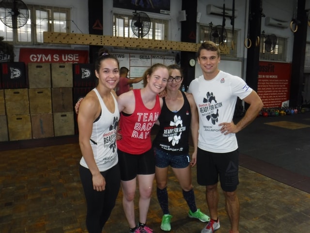Sports as a bridge- Sara Rubin (in red) with new Israeli friends at the CrossFit Haifa gym.